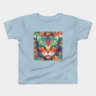 Tiger cat colorful in graphic style Kids T-Shirt